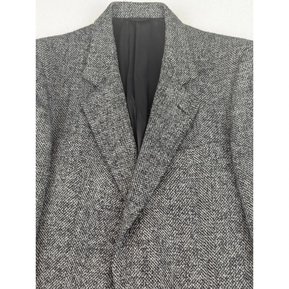 VTG San Remo Barneys NY Mens Grey Herringbone Wool Blazer Sport Coat Italy 40L
